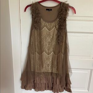 Ryu Brown Lace Layered Dress